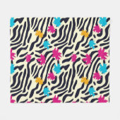 Abstrakte Zebra-Streifen mit Leaf Paint Splash Fleecedecke (Vorderseite (Horizontal))