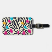 Abstrakte Zebra-Streifen mit Leaf Paint Splash Gepäckanhänger (Vorderseite horizontal)