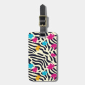Abstrakte Zebra-Streifen mit Leaf Paint Splash Gepäckanhänger (Vorderseite vertikal)
