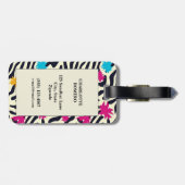 Abstrakte Zebra-Streifen mit Leaf Paint Splash Gepäckanhänger (Rückseite horizontal)