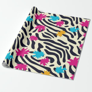 Abstrakte Zebra-Streifen mit Leaf Paint Splash Geschenkpapier
