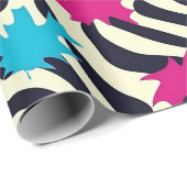 Abstrakte Zebra-Streifen mit Leaf Paint Splash Geschenkpapier (Rolleneckpunkt)
