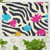 Abstrakte Zebra-Streifen mit Leaf Paint Splash Geschirrtuch (Gefaltet)