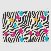 Abstrakte Zebra-Streifen mit Leaf Paint Splash Golfhandtuch (Horizontal)