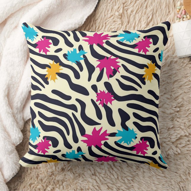 Abstrakte Zebra-Streifen mit Leaf Paint Splash Kissen (Decke)