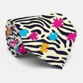 Abstrakte Zebra-Streifen mit Leaf Paint Splash Krawatte (Gerollt)