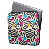 Abstrakte Zebra-Streifen mit Leaf Paint Splash Laptopschutzhülle (Vorderseite Links)