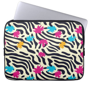 Abstrakte Zebra-Streifen mit Leaf Paint Splash Laptopschutzhülle