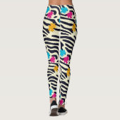 Abstrakte Zebra-Streifen mit Leaf Paint Splash Leggings (Rückseite)