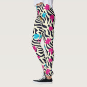 Abstrakte Zebra-Streifen mit Leaf Paint Splash Leggings (Links)