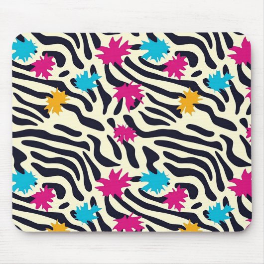 Abstrakte Zebra-Streifen mit Leaf Paint Splash Mousepad (Vorne)