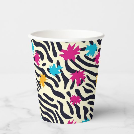 Abstrakte Zebra-Streifen mit Leaf Paint Splash Pappbecher (Vorderseite)