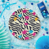 Abstrakte Zebra-Streifen mit Leaf Paint Splash Pappteller (Party)