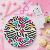 Abstrakte Zebra-Streifen mit Leaf Paint Splash Pappteller (Party)
