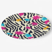 Abstrakte Zebra-Streifen mit Leaf Paint Splash Pappteller (Schrägansicht)