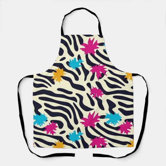 Abstrakte Zebra-Streifen mit Leaf Paint Splash Schürze (Vorderseite)
