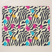 Abstrakte Zebra-Streifen mit Leaf Paint Splash Sherpadecke (Vorderseite (Horizontal))