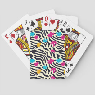 Abstrakte Zebra-Streifen mit Leaf Paint Splash Spielkarten