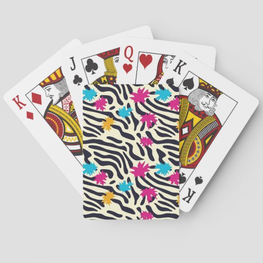 Abstrakte Zebra-Streifen mit Leaf Paint Splash Spielkarten (Rückseite)