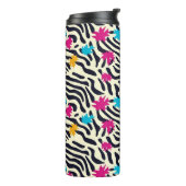Abstrakte Zebra-Streifen mit Leaf Paint Splash Thermosbecher (Nach links gedreht)