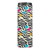 Abstrakte Zebra-Streifen mit Leaf Paint Splash Thermosbecher (Rückseite)