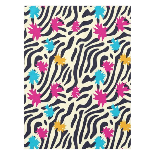 Abstrakte Zebra-Streifen mit Leaf Paint Splash Tischdecke (Vorderseite)