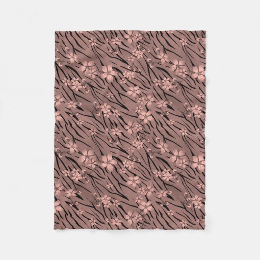Abstrakte Zebra-Tigerleder blühende Blume Fleecedecke (Vorderseite)
