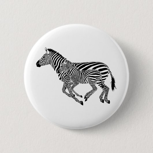 Abstrakte Zebras Mutter und Kind Button (Vorderseite)