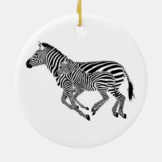 Abstrakte Zebras Mutter und Kind Keramikornament (Hinten)