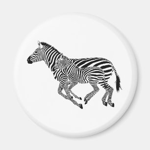 Abstrakte Zebras Mutter und Kind Magnet