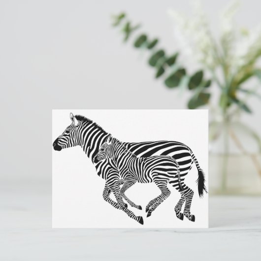 Abstrakte Zebras Mutter und Kind Postkarte (Stehend Vorderseite)