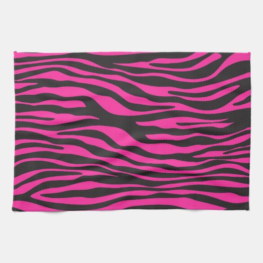 Abstrakte Zebrastreifen in Rosa und Schwarz Geschirrtuch (Horizontal)
