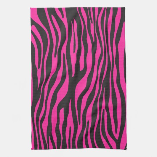 Abstrakte Zebrastreifen in Rosa und Schwarz Geschirrtuch (Vertikal)