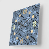 Abstrakte Zebratiger-Blume Quadratische Wanduhr (Winkel)