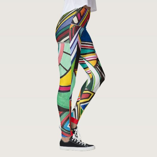 Abstrakte zeichnende Mehrfarbencollage Leggings (Rechts)