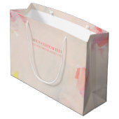 Abstrakte Zeichnung von Rosa und Korallen Große Geschenktüte (Rückseite Schrägansicht)