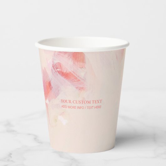 Abstrakte Zeichnung von Rosa und Korallen Pappbecher (Vorderseite)