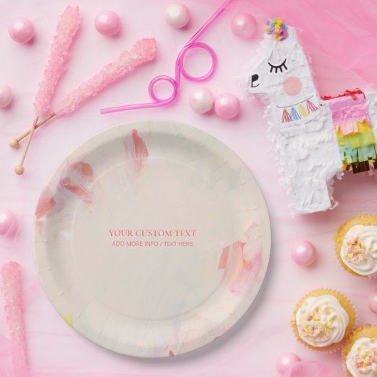 Abstrakte Zeichnung von Rosa und Korallen Pappteller (Party)