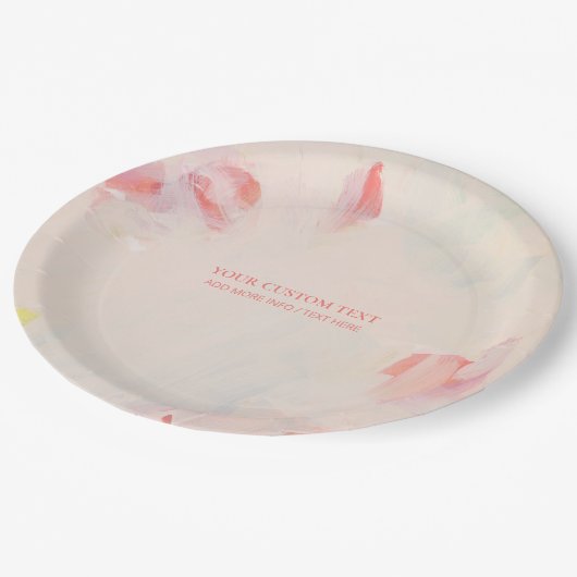 Abstrakte Zeichnung von Rosa und Korallen Pappteller (Schrägansicht)