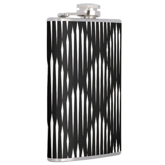 Abstrakte Zeilenmuster Schwarz/Weiß Flachmann (Rechts)