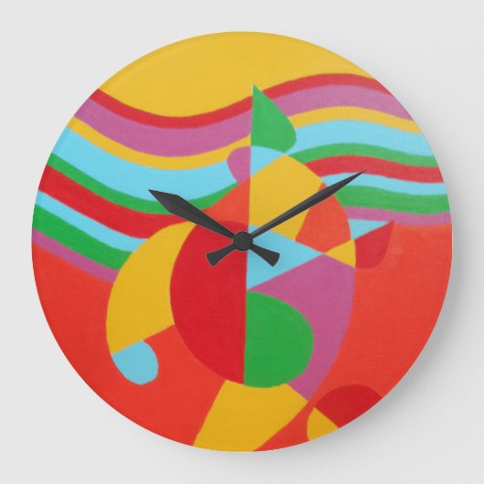 Abstrakte Zeit in Technicolor-Rundclock Große Wanduhr (Vorderseite)