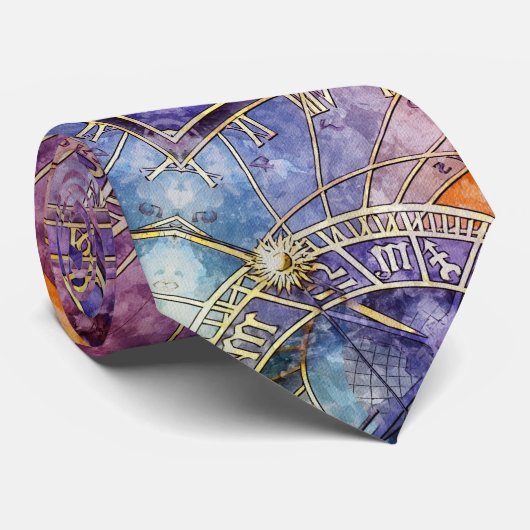 Abstrakte Zeitastrologie Krawatte (Gerollt)