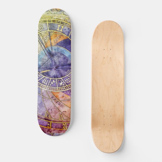 Abstrakte Zeitastrologie Skateboard (Vorderseite)