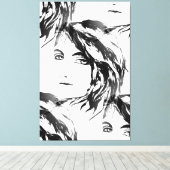 Abstrakte zeitgenössische Schwarz-Weiß-Figur Leinwanddruck (Insitu (Holzboden))