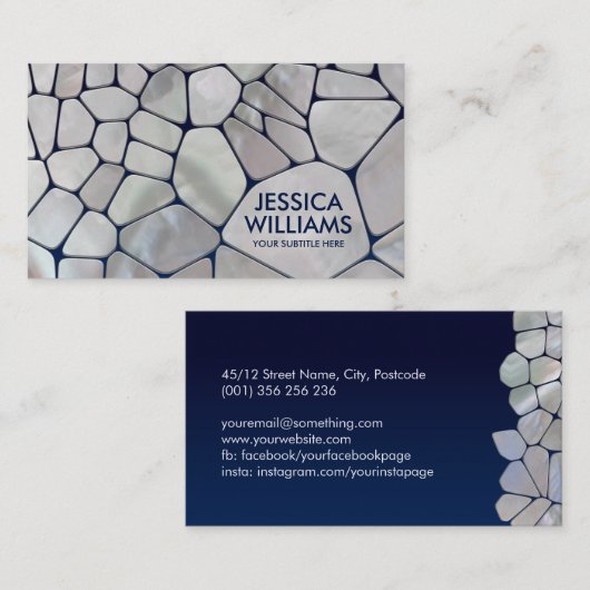 Abstrakte Zellen - Perlmuttmutter auf blau Visitenkarte (Vorne/Hinten)