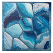 Abstrakte Zelluläre Kunst aus blauem Marmor Fliese (Vorderseite)