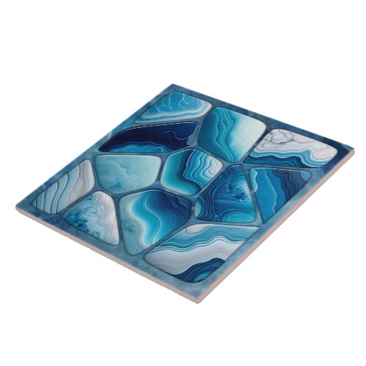 Abstrakte Zelluläre Kunst aus blauem Marmor Fliese (Seite)