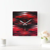 Abstrakte Zickzack-, rot Quadratische Wanduhr (Zuhause)