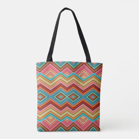Abstrakte Zig-Zag-Zag-Streifen Tasche (Rückseite)