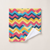 Abstrakte Zigzag Wavy Farben Badhandtuch Set (Waschlappen)